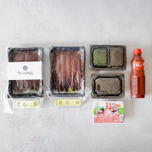 Pohang Jukdo Market Half-Dried Pacific Saury + Kelp, Red Pepper Paste Set_ Korea Direct Delivery A