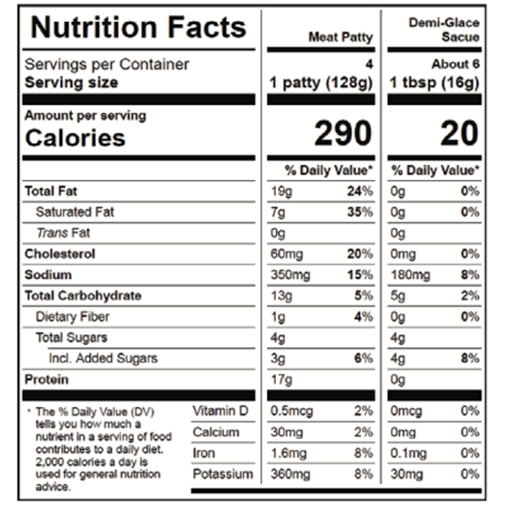Meat Patty & Demiglace Sauce 595g