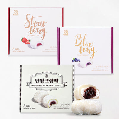 [마음이가] 딸기 크림떡 480g + 블루베리 크림떡 480g + 단팥크림떡 480g_타임딜 (묶음)