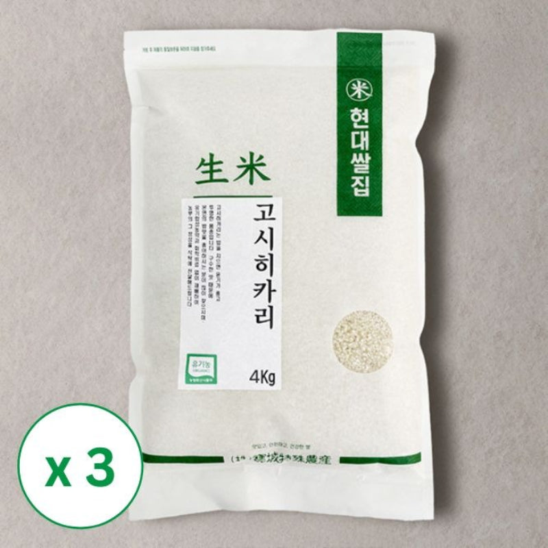[현대쌀집] 프리미엄 고시히카리 4kg x 3 포대_무료배송특가 (묶음)