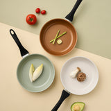 [K Direct Delivery] Edelkochen 3-Ply Viva Cera Fry Pan 24cm (Cream/Copper)