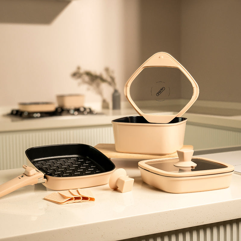 Boohgle Premium Cookware 8Piece Set(Black / Burgundy / Beige / Green)_ Korea Direct Delivery A