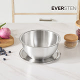 EVER STEN Mixing Bowl Full Set with Strainers (3 Stainless Bowls + 3 Strainers + 3 Lids)_ Korea Direct Delivery E