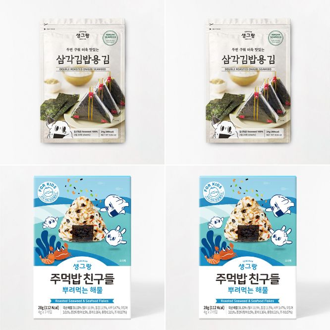 Twice Baked Seaweed for Triangle Gimbap 20 Sheets x 2Pack + prinkle Seafood Furikake 28g (4g x 7 packs) x 2Pack_Time deal (Set)