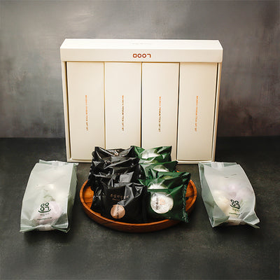 Gift Set B (Honey Rice Cakes + Baram Tteok + Black Sesame Injeolmi + Classic Glutinous Rice Cake) 1800g