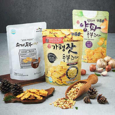 [미가푸드] 가평잣 두부과자 110g + 수제 두부과자 110g + 양파 두부과자 120g