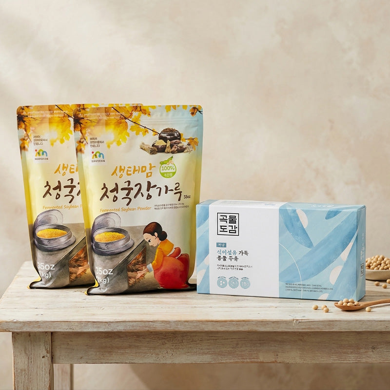 [Eco Mom] Fermented Soybean Powder 1kg x 2pkㅣ*Free* [Gokmul Dogam] Dietary Fiber Bium Soy Milk (180ml x 15)_ Free Shipping