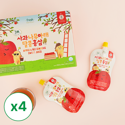 [김정환홍삼] 사과나무아래 달콤홍삼 (100ml x 10포) x 4박스 _무료배송 (묶음)
