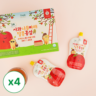[김정환홍삼] 사과나무아래 달콤홍삼 (100ml x 10포) x 4박스 _무료배송 (묶음)