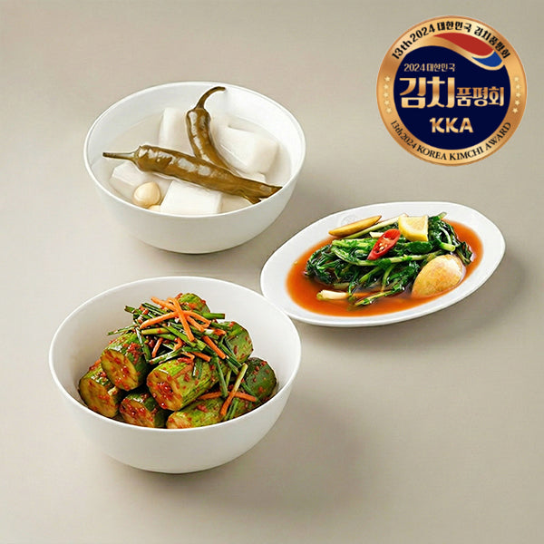 [한국직배송 C] 연천군 미금치 제철 오이소박이 2kg + 열무물김치 1kg + 동치미 1kg