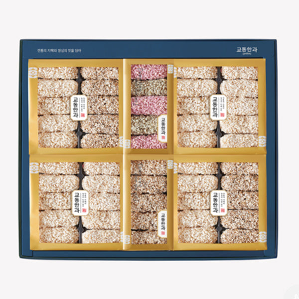 [한국직배송 D] 교동한과 교동마님 2단 선물세트(보자기 포장 포함)