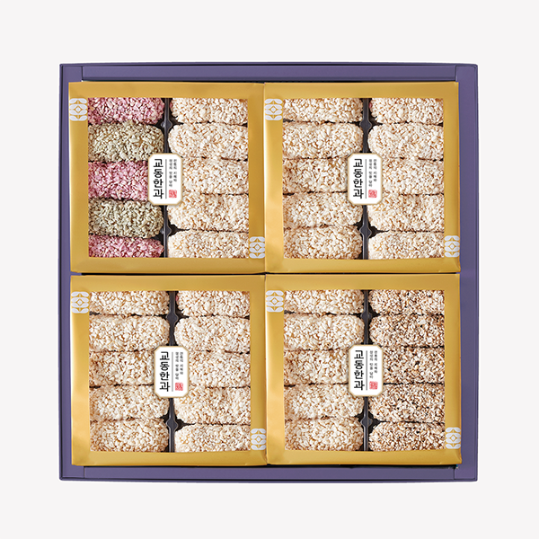 [한국직배송 B] 교동한과 덩더쿵 2단 선물세트(쇼핑백 포함)