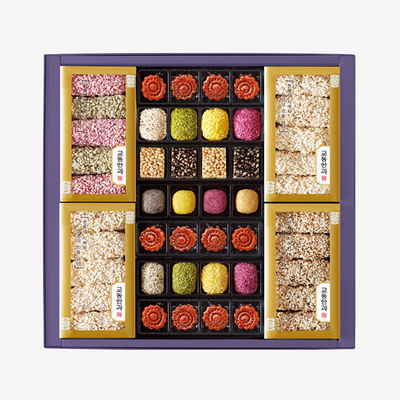 [한국직배송 B] 교동한과 덩더쿵 2단 선물세트(쇼핑백 포함)