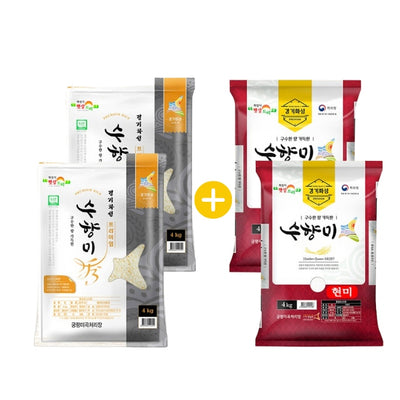 Premium Suhyang Rice 4kg x 2Bags+Suhyang Brown Rice 4kg x 2Bags_Free Shipping