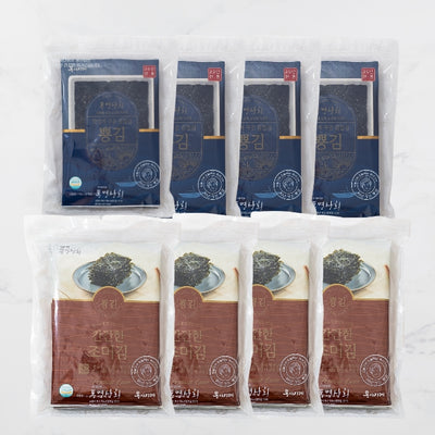 [통영상회 뿅김]조미김 125g (25gx5)x4팩 + 곱창김 75g (15gx5)x4팩_무료배송특가 (묶음)