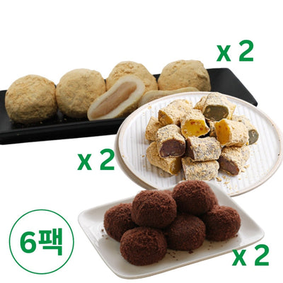 [마음이가] 카스테라 초코떡 720g x 2팩 + 앙금찹쌀떡 720g x 2팩 + 모듬영양떡 480g x 2팩_무료배송 (묶음)