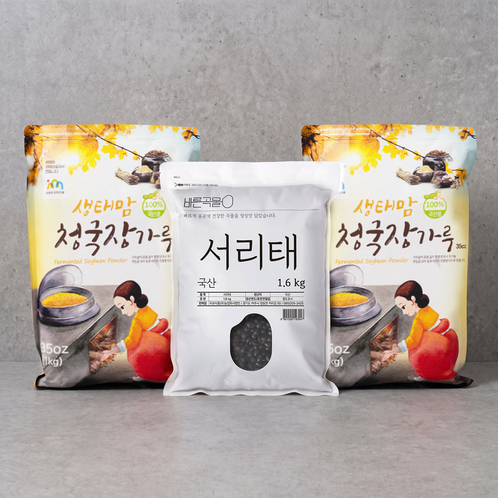 [Eco Mom] Fermented Soybean Powder 1kg x 2pkㅣ*Free* [Barun] Grain Black Soybeans 1.6kg_FreeShipping