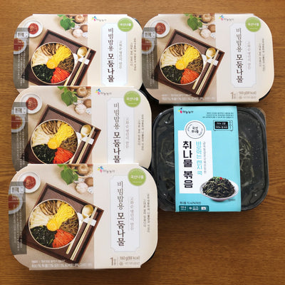 [하늘농가] 비빔밥용 모둠나물 160g x 4팩ㅣ*증정* [하늘농가] 그대로 데워먹는 취나물 볶음 100g x 1팩 (묶음)