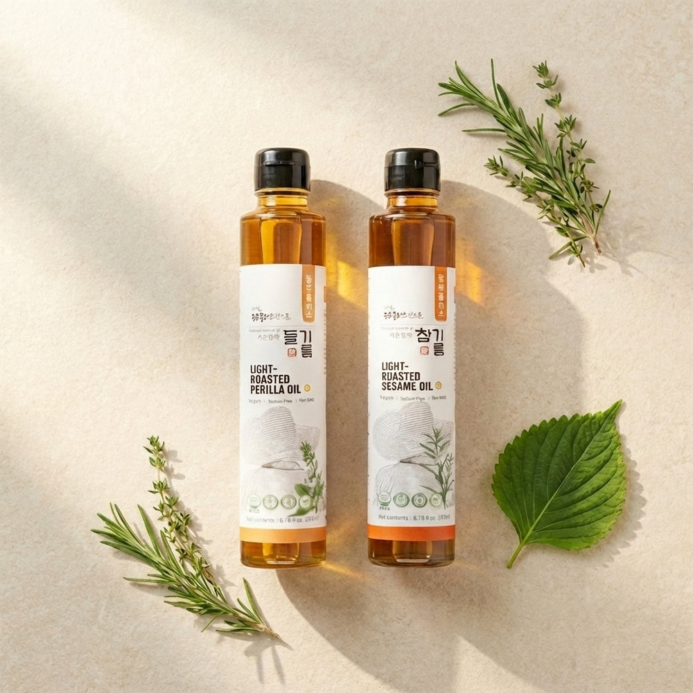 [농부플러스] 저온압착 참기름 200ml + 저온압착 들기름 200ml (묶음)