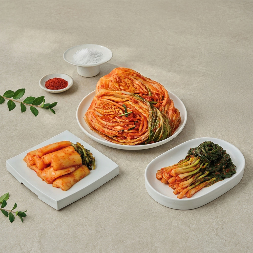 [예소담] 포기김치 3kg x 2팩 + 총각김치 850g + 파김치 800g (묶음) _무료배송특가_ 3월 넷째 주 순차발송