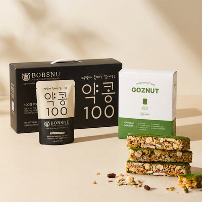 [밥스누] 약콩 100 두유 (190ml x 20팩) x 2박스 + [이른비] 고즈넛 감태 견과바 350g x 2박스 (묶음)_ 무료매송특가