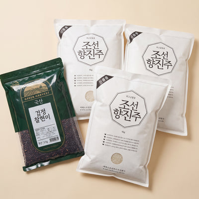 [조선향진주] 조선향진주 4kg x 3팩ㅣ*증정* [두보식품] 그린하베스트 국산 검정찰현미 2kg