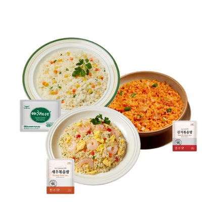 [한우물] 야채 볶음밥 300g + 새우볶음밥 300g + 김치볶음밥 300g (묶음)