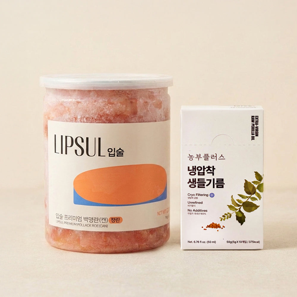 [LIPSUL] Premium White Pollock Roe 800gㅣ*Free* [Nongbu Plus] Cold-Pressed Raw Perilla Oil Sticks (5g x 10 Sticks)