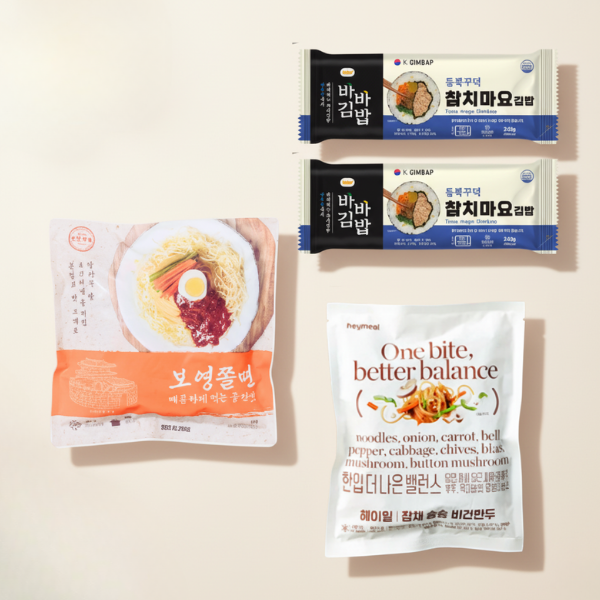 Jjolmyeon 510g + Japchae Dumplings 420g + Tuna Mayo Kimbap 2pk (Set)