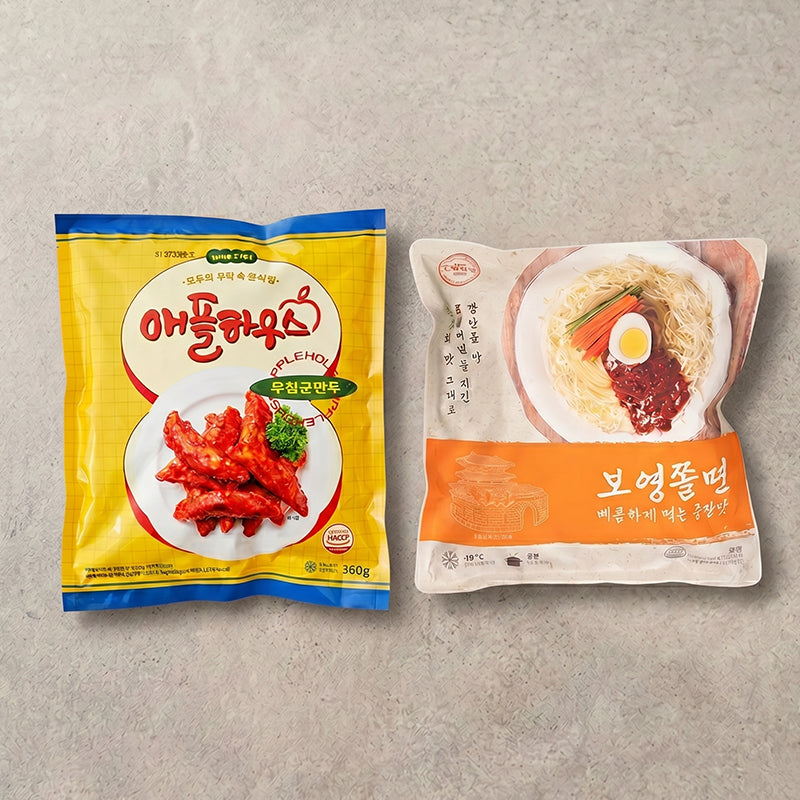 [보영만두] 보영쫄면 중간맛 510g (2인분) + [애플하우스] 무침 군만두 360g_타임딜