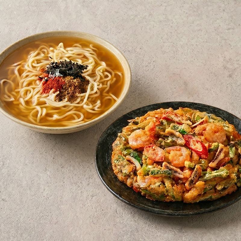 [전주 베테랑] 칼국수 196.5g + [사옹원] 프리미엄 해물파전 180g_타임딜