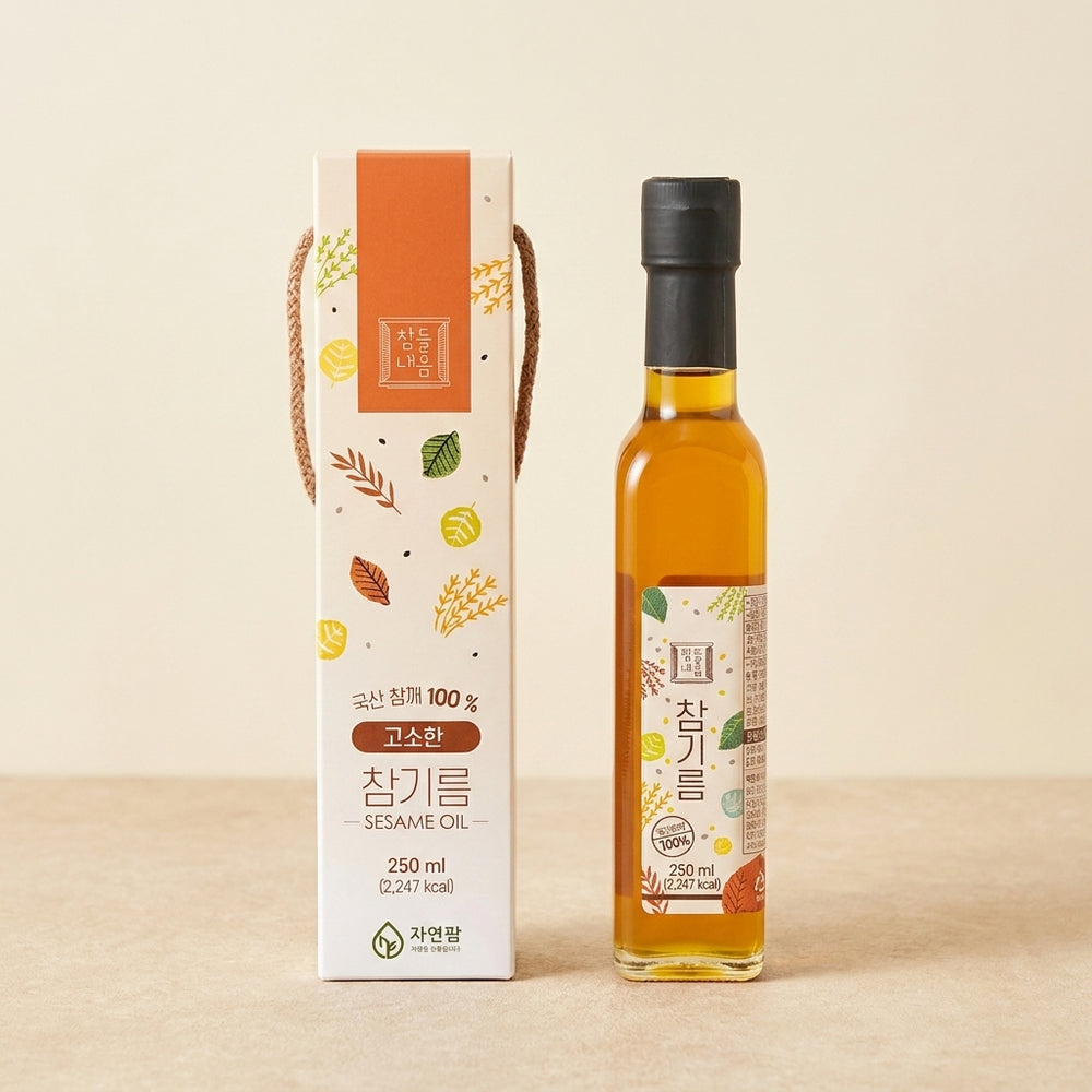 [자연팜] 참기름 250ml x 1병ㅣ*증정* [자연팜] 들깨가루 160g x 1병 (묶음)