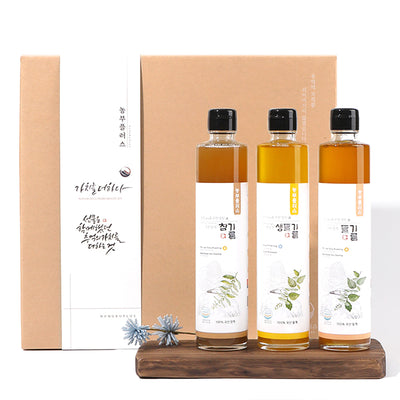 [농부플러스] 냉압착 생들기름 저온압착 참기름 들기름 선물세트 (200ml x 3병)