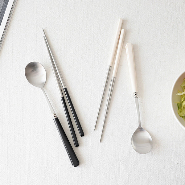 Verbe Spoon & Chopsticks Ink black 5 Set + Ivory 5 Set